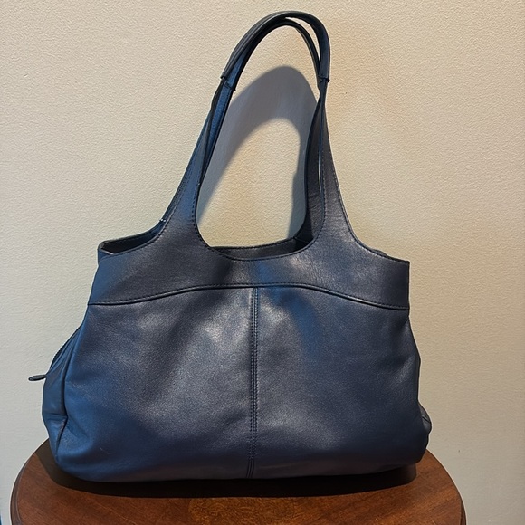 Coach  Lexy shoulder bag  Satchel  leather  metallic Steel blue  pristine 3 Comp - Picture 13 of 15